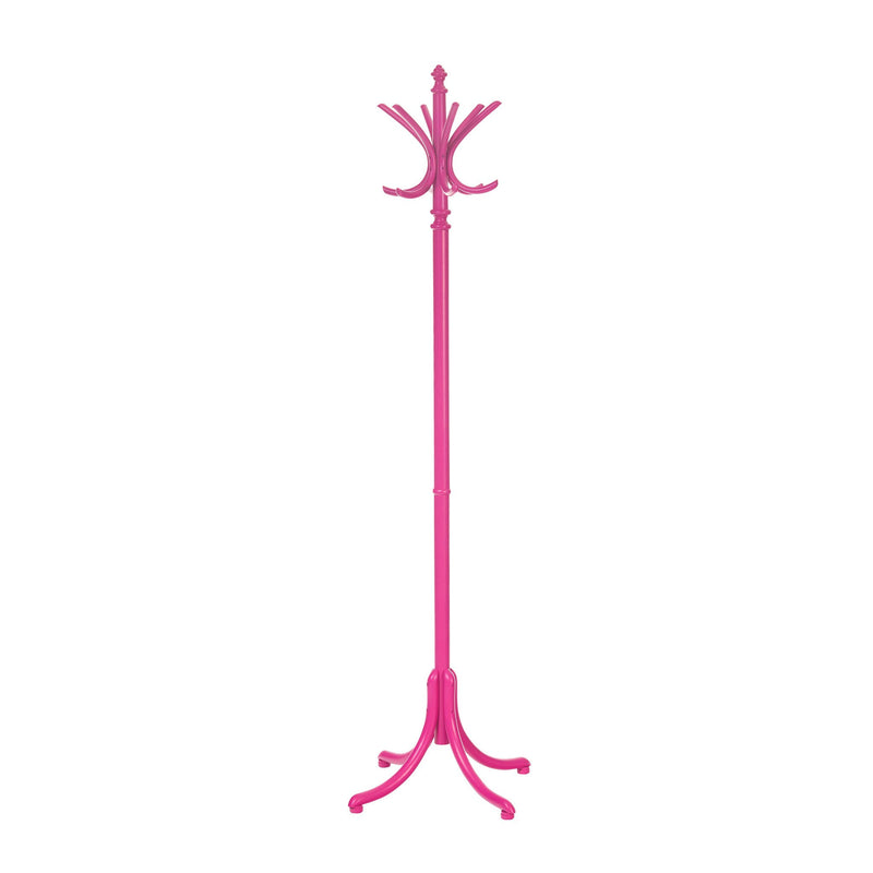 The Stand by 020 from TON has a tall, slender pole with circularly arranged hooks at the top and four manually bent, curved legs for stability, showcasing its versatile design.